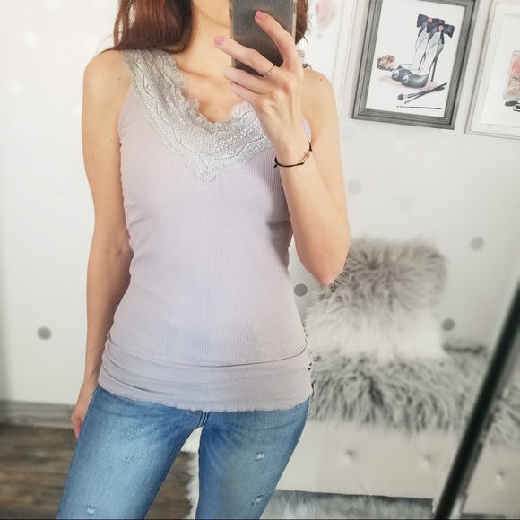 Last3️⃣ Fall Rib Knit Tank Layering Lace Summer Tops Sleeveless Tops - Picture 3 of 6